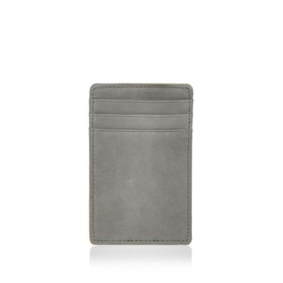 Grey leather yellow edge cardholder